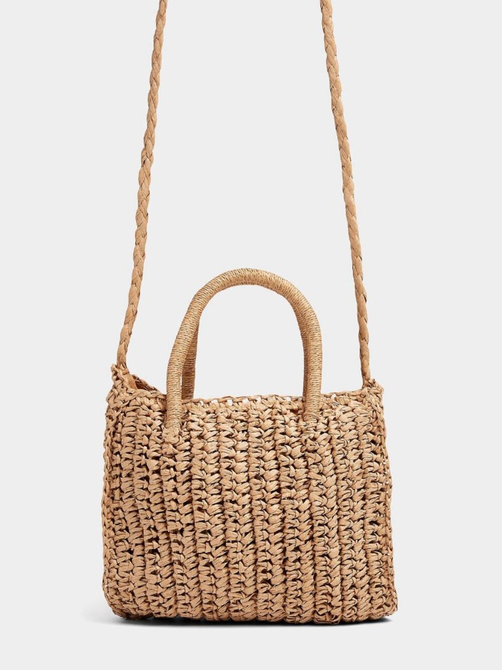 small braided-handle woven straw bag crossbody